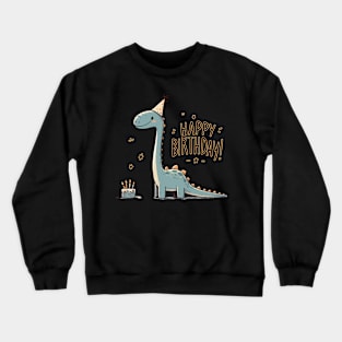 Kawaii Happy Birthday Dinosaur Brontosaurus Party Crewneck Sweatshirt